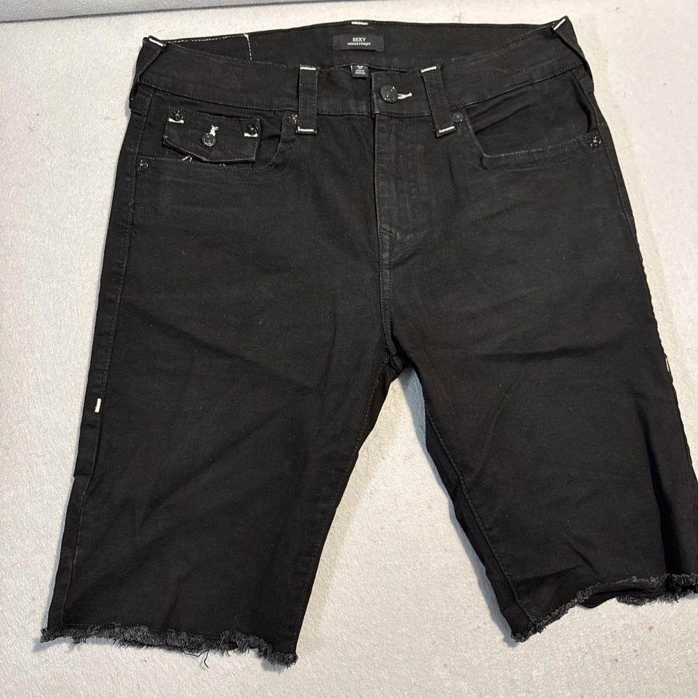 True Religion Ricky Relaxed Straight Leg Jeans Black Wash Mens‎ Size 34